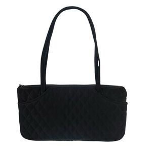 Vera Bradley Alayne Slim Black Quilted Shoulder Microfiber Bag